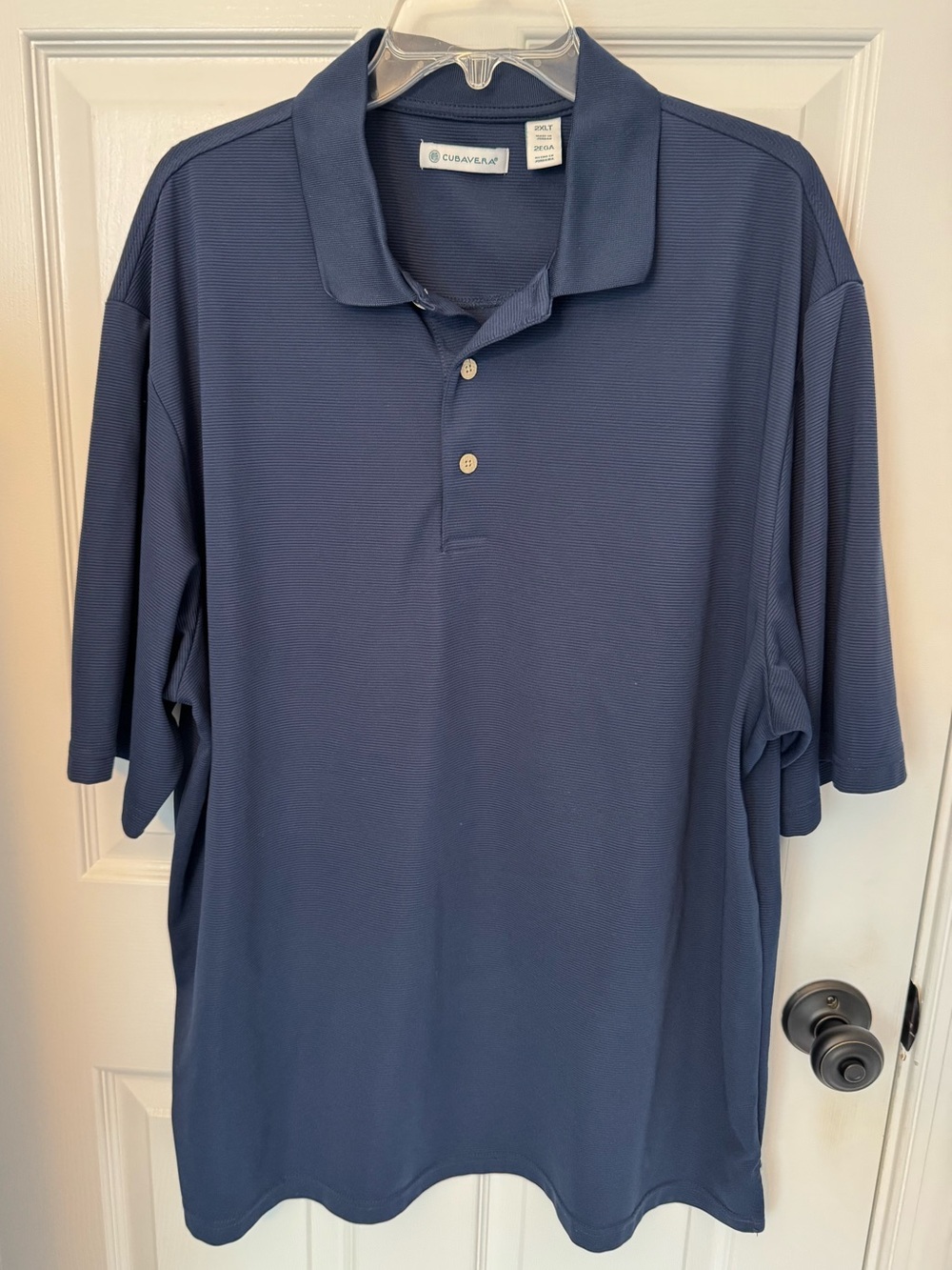 Cubavera blue short sleeve polo shirt Men's 2XLT moisture wicking golf office